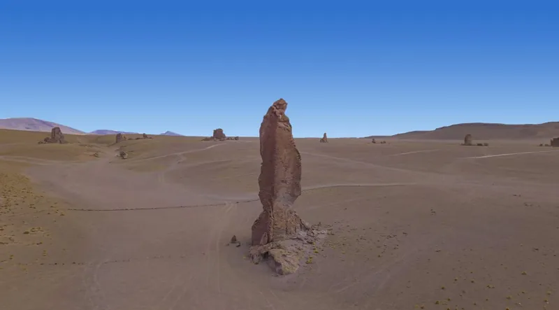 The Monjes de la Pacana stone pillars in the high plateau