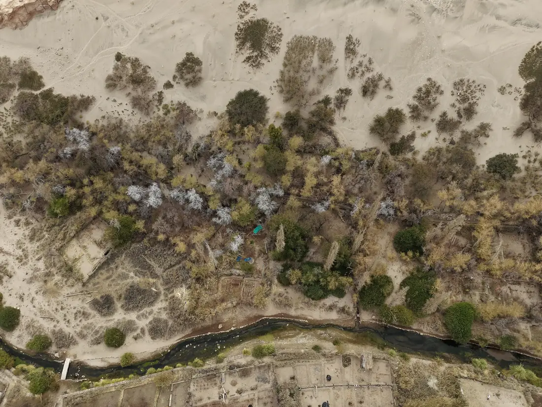 The Jere valley oasis seen from above